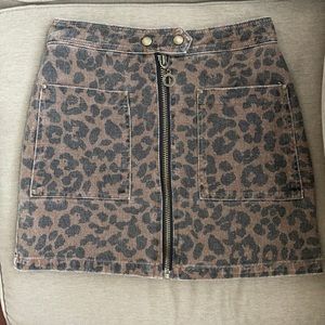 She + Sky cheetah print denim skirt